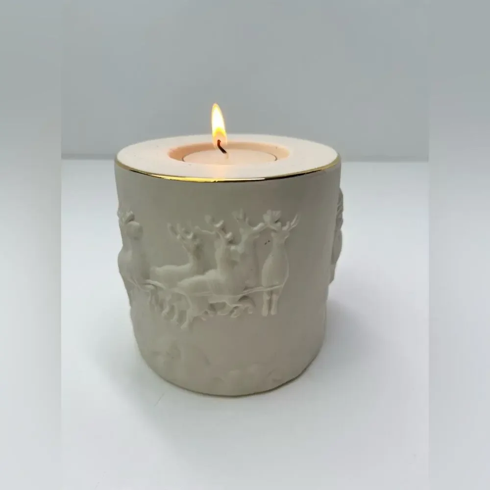 Lenox Radiant Light Votive Porcelain Santa Claus Christmas Holiday Candleholder